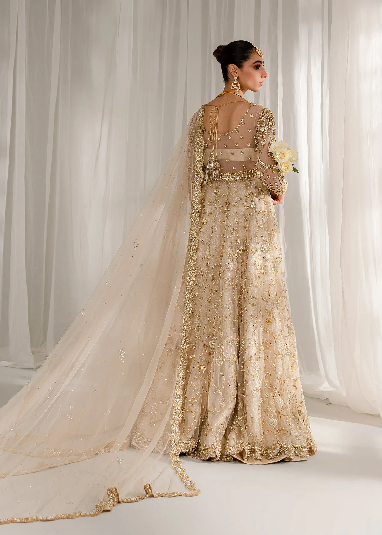 Pakistani Wedding Dress in Bridal Pishwas Frock Style