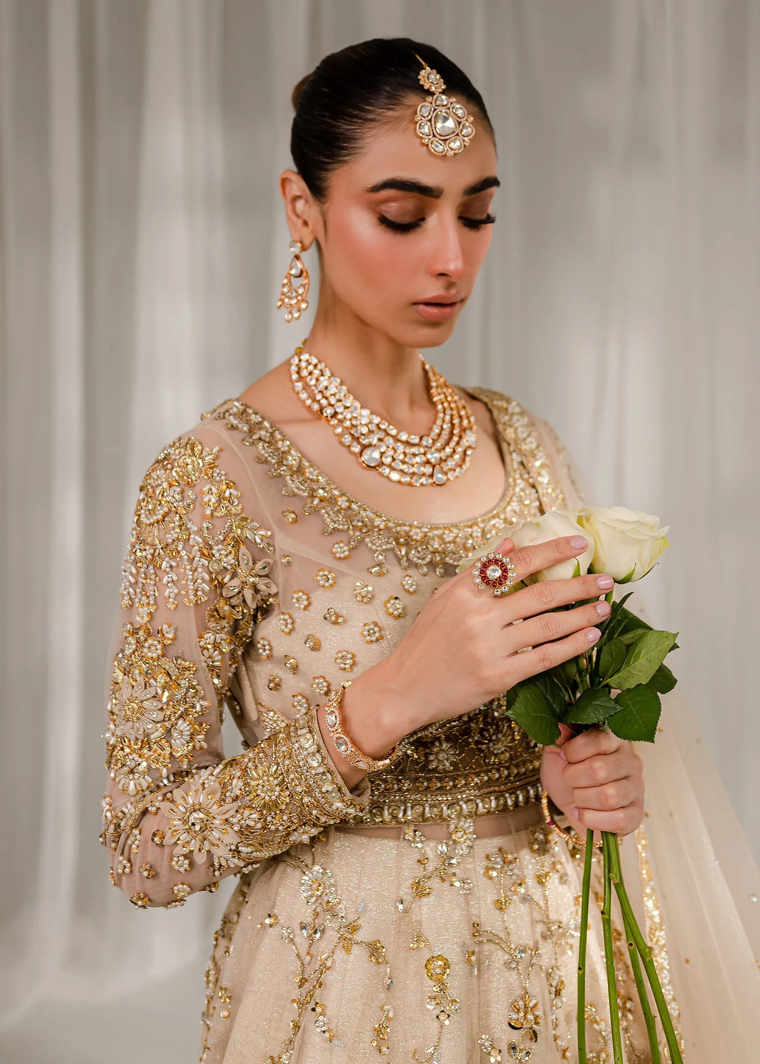 Pakistani Wedding Dress in Bridal Pishwas Frock Style