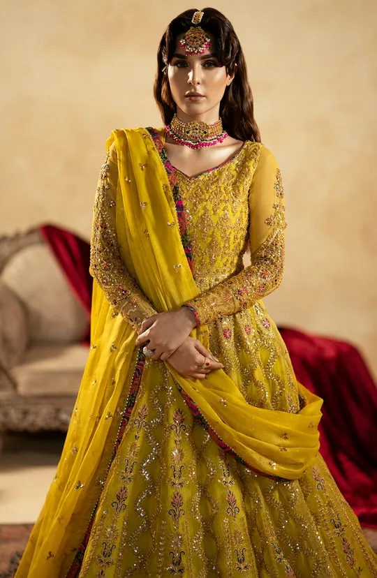 Pakistani Wedding Dress in Green Pishwas Frock Style