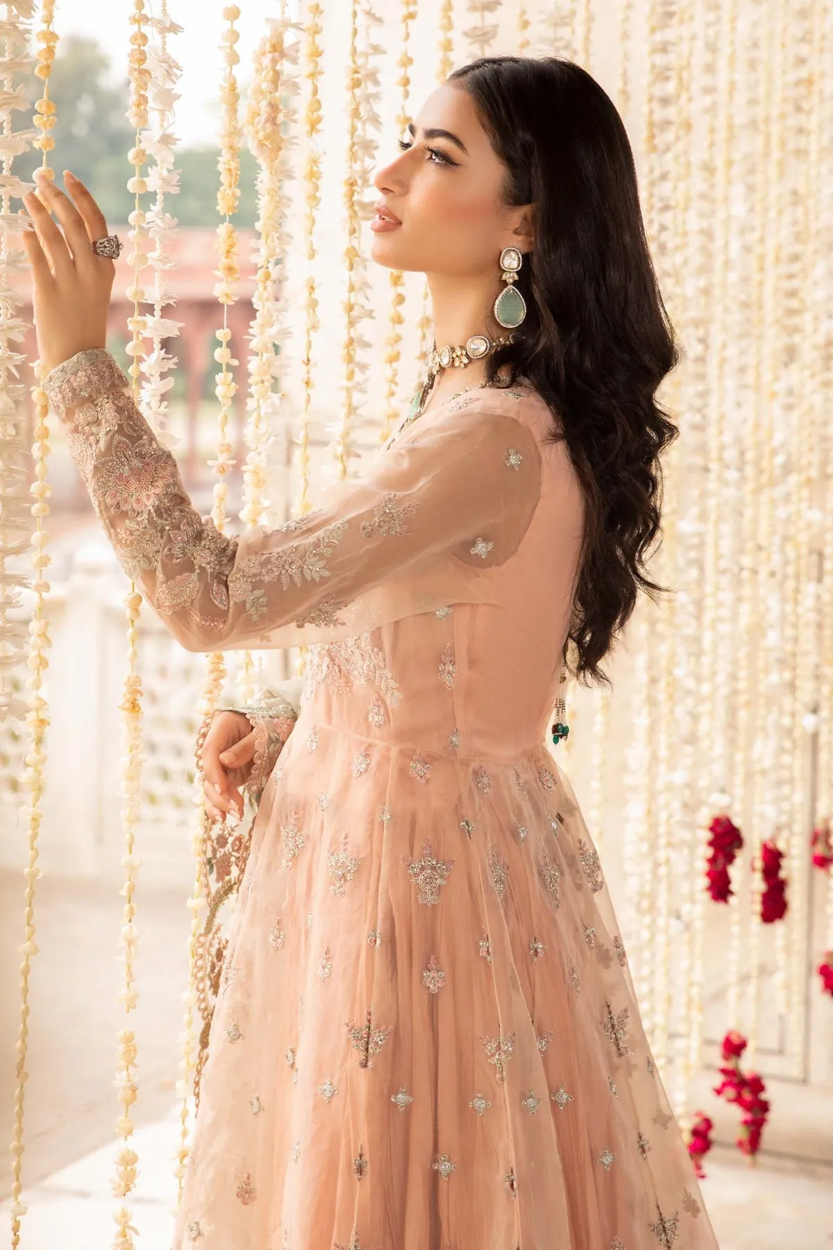 Pakistani Wedding Dress in Pink Lehenga and Frock Style