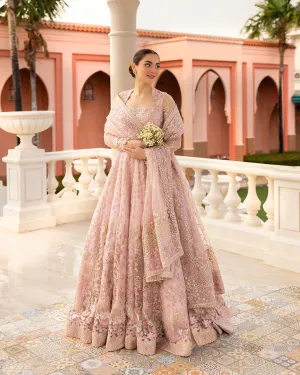 Pakistani Wedding Dress in Pink Pishwas Frock Style
