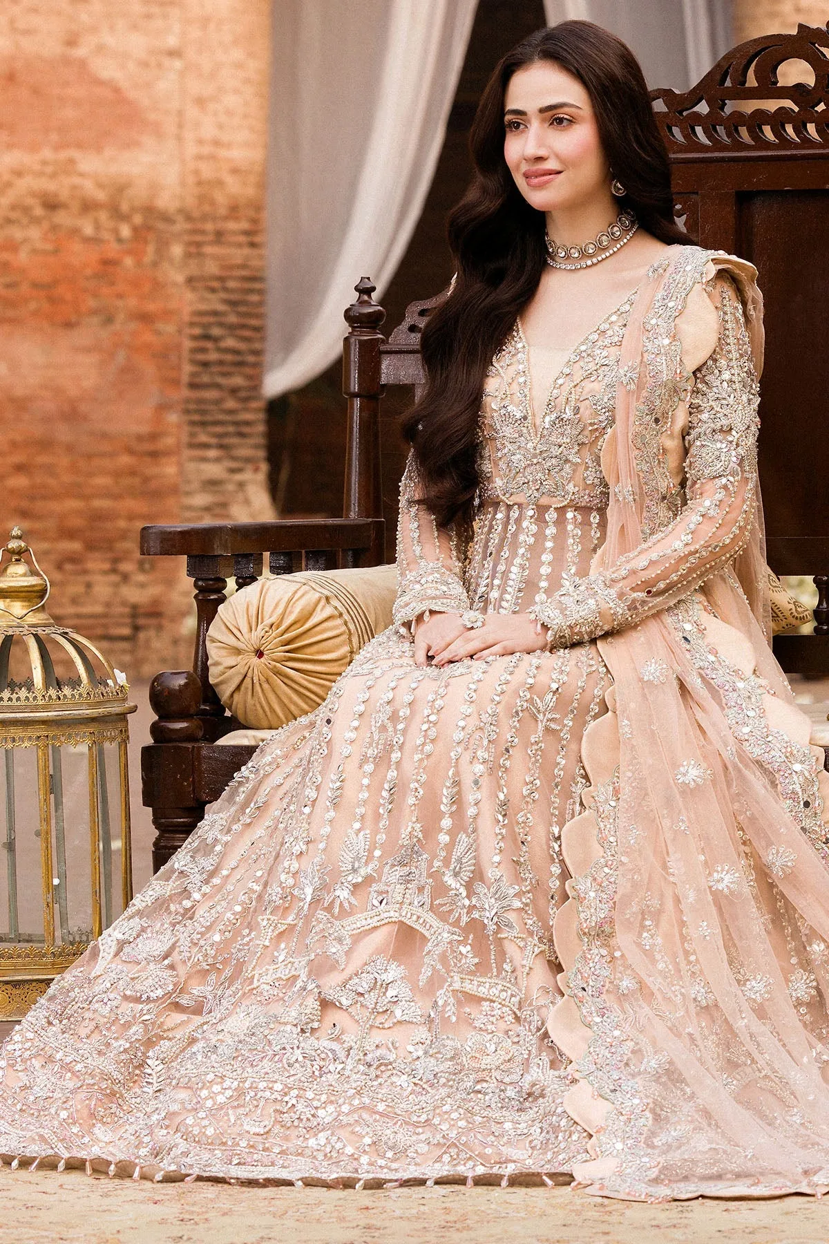 Pakistani Wedding Dress in Pishwas Frock Lehenga Style
