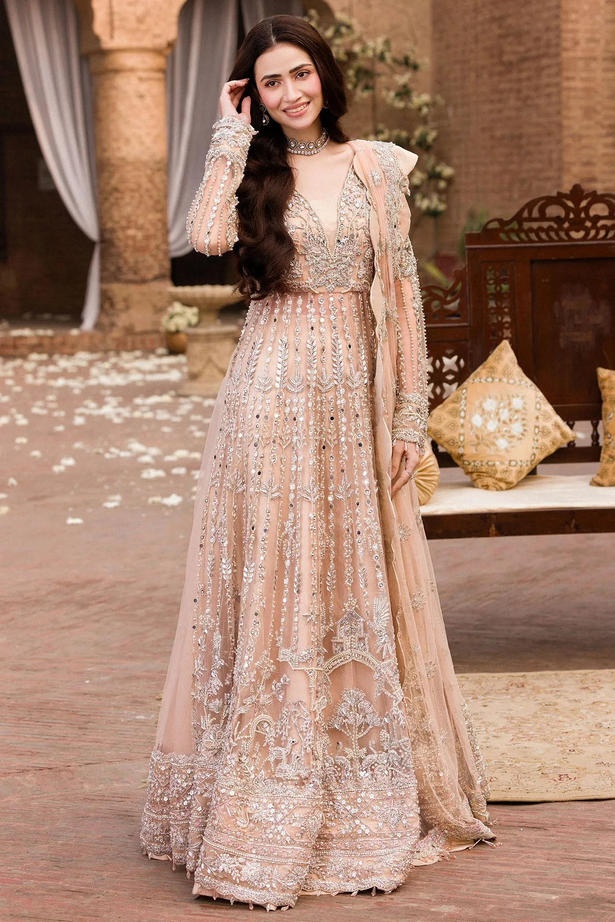 Pakistani Wedding Dress in Pishwas Frock Lehenga Style