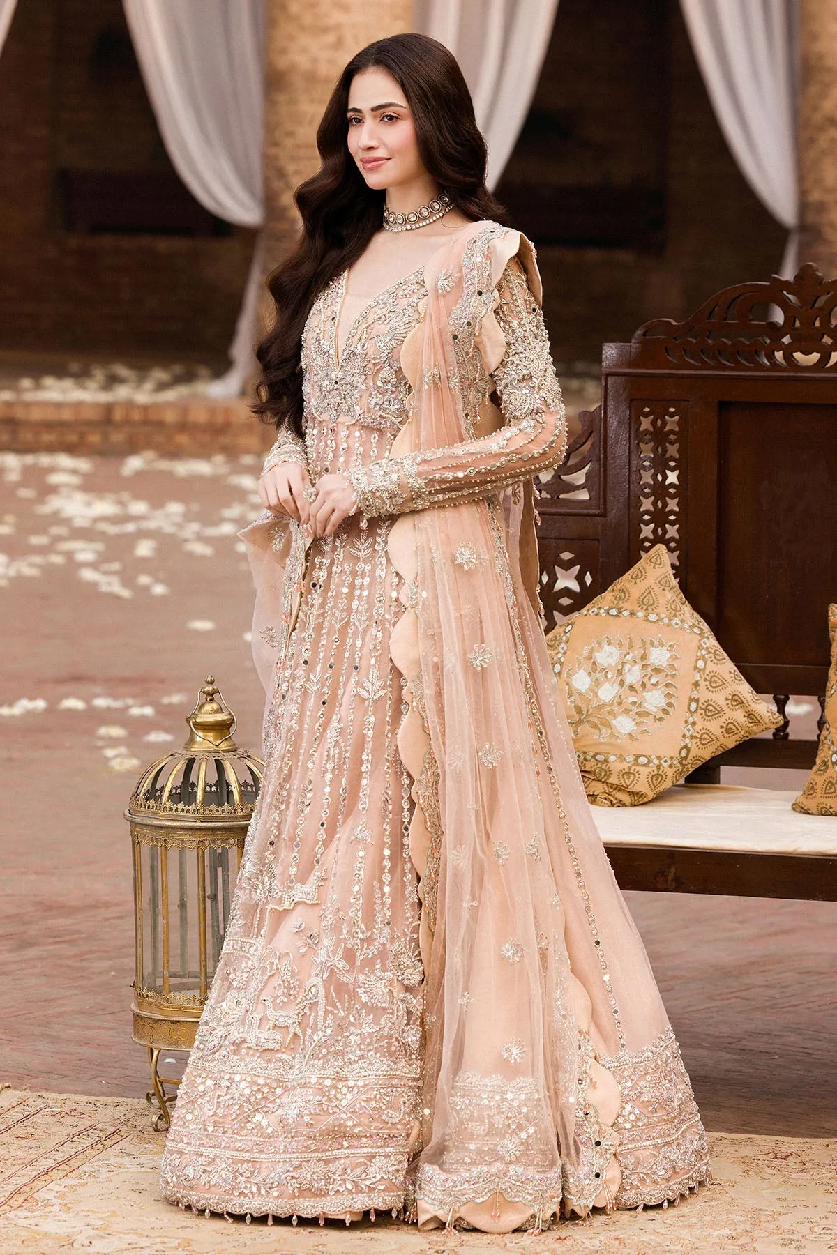 Pakistani Wedding Dress in Pishwas Frock Lehenga Style