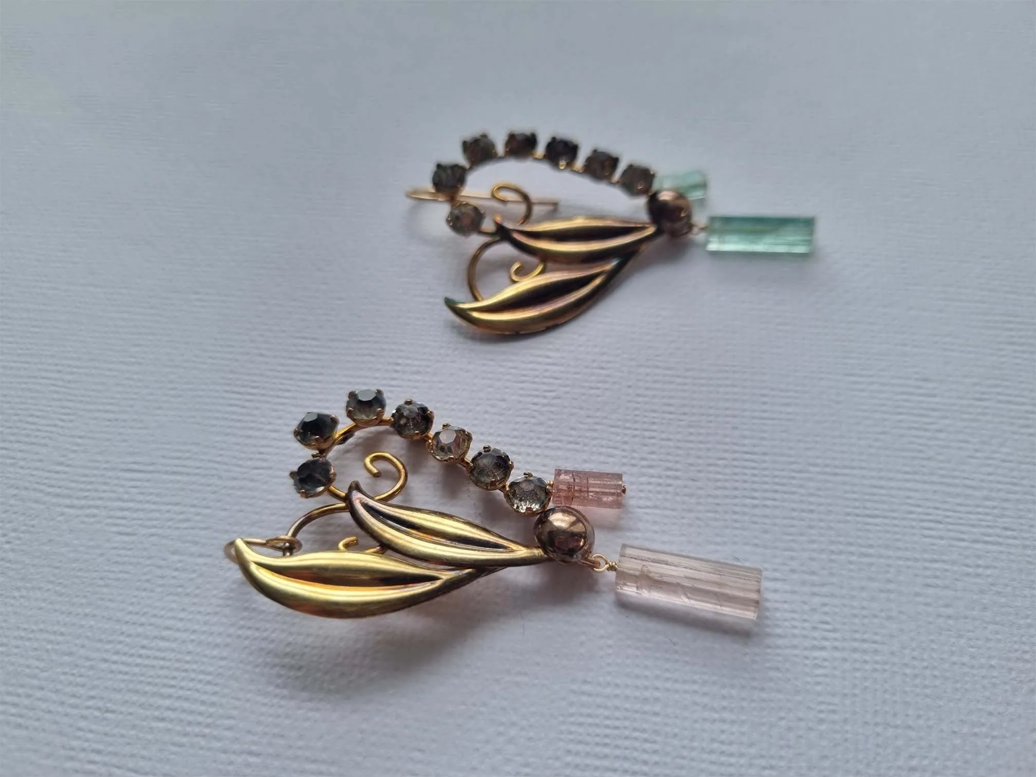 pastel hearts | vintage rhinestone heart pink tourmaline earrings