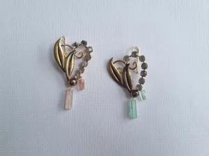 pastel hearts | vintage rhinestone heart pink tourmaline earrings