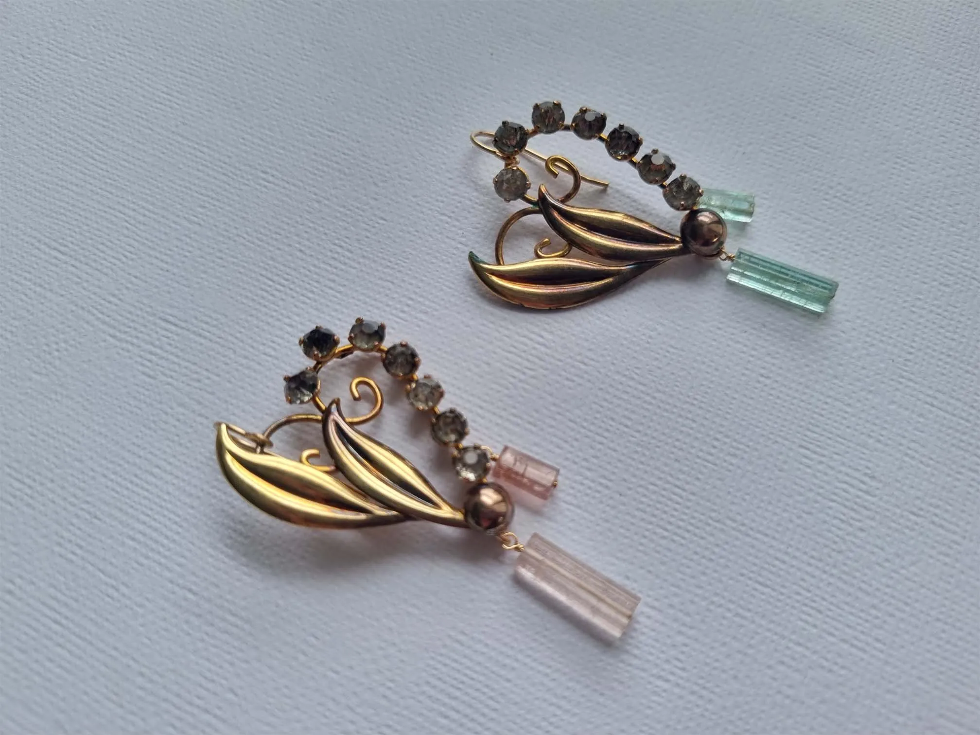 pastel hearts | vintage rhinestone heart pink tourmaline earrings