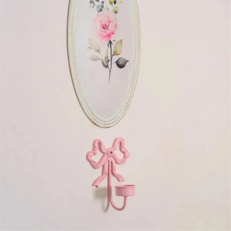 Pink Bow Wall Candlestick Holder