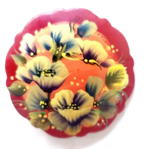 Pink Cherry Blossom Hand Painted Brooch