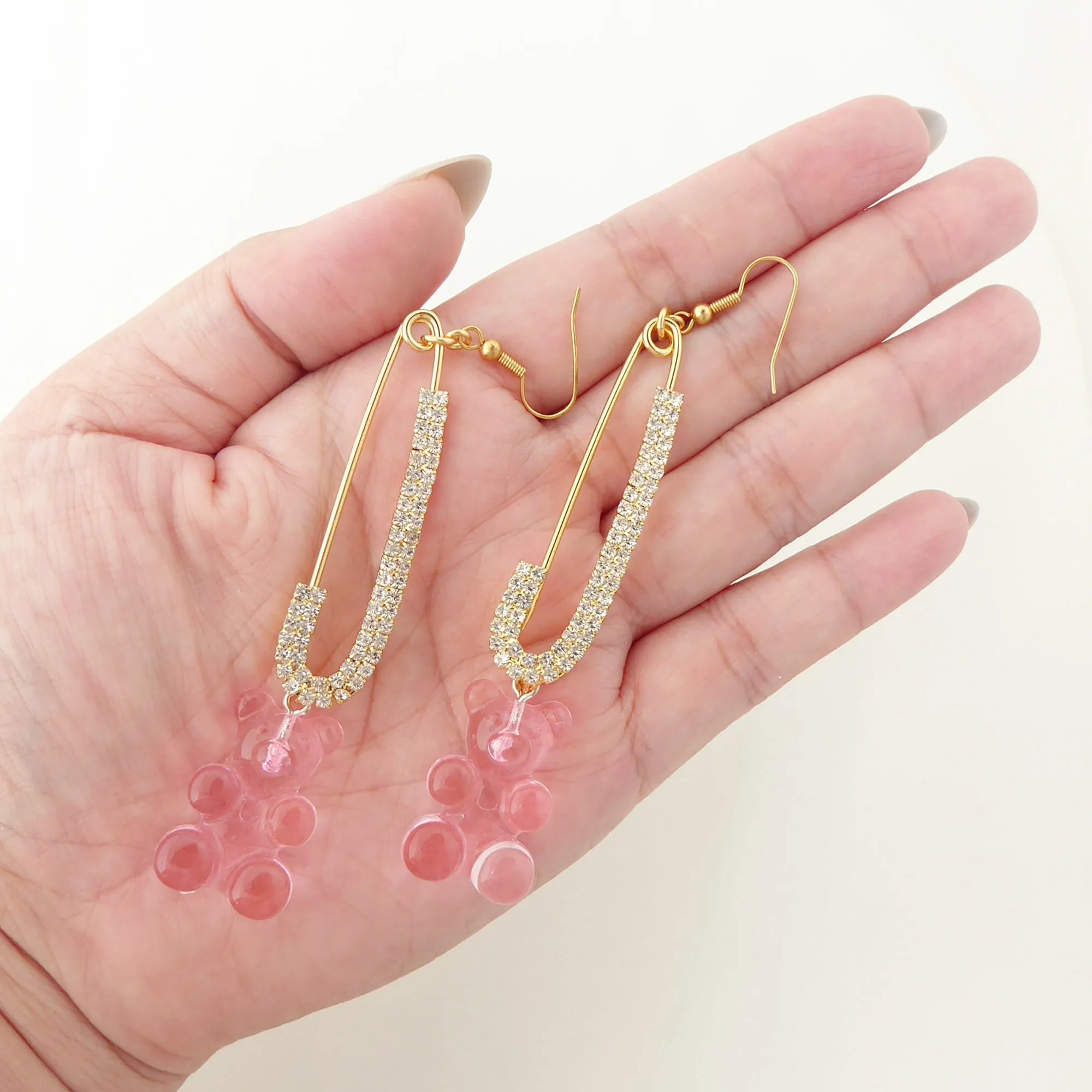 Pink gummy bear earrings