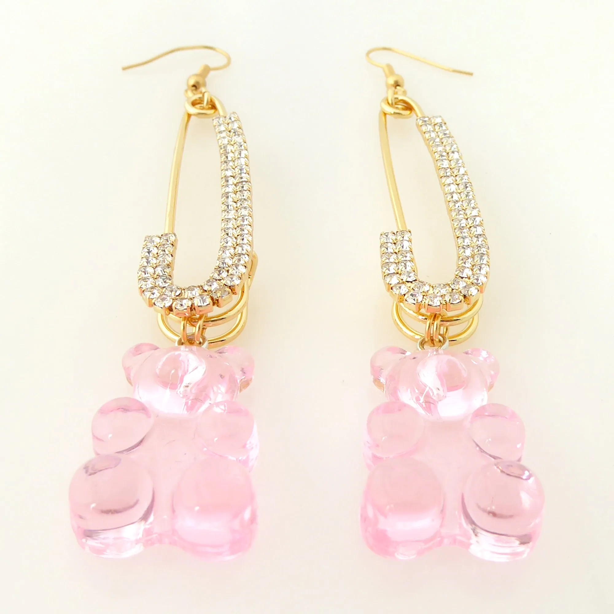 Pink gummy bear earrings