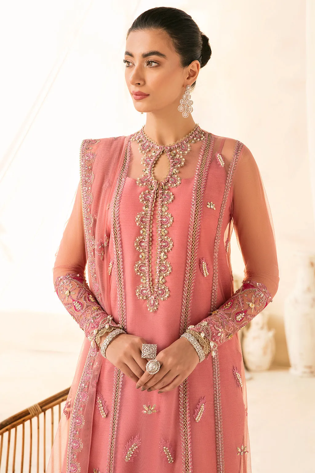 Pink Pakistani Dress in Kameez Trouser Style #PS927