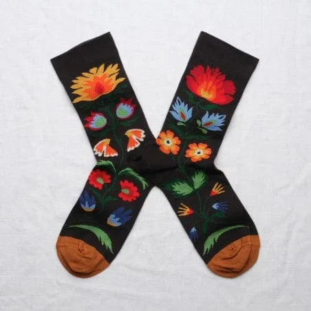 Polka Bouquet in Faux Noir Socks