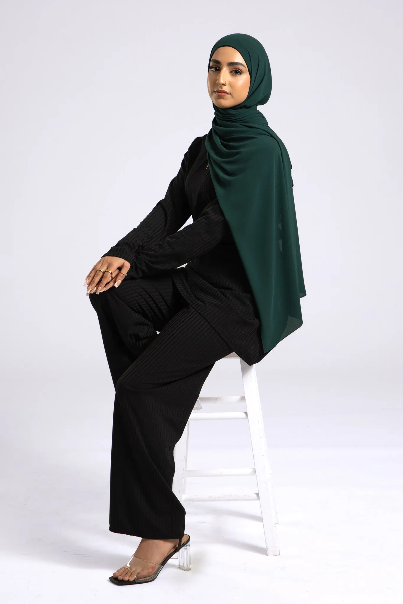 Premium Georgette Crepe Hijab - Emerald Green