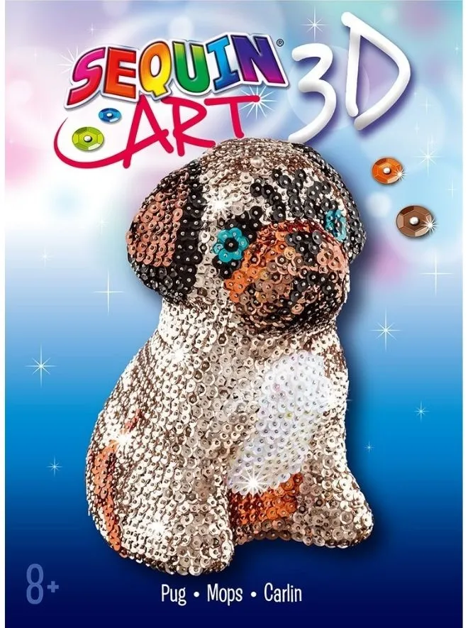 Pug 3D Sculpture Sequin Art Sparkling Arts & Crafts Decorative DIY Kit