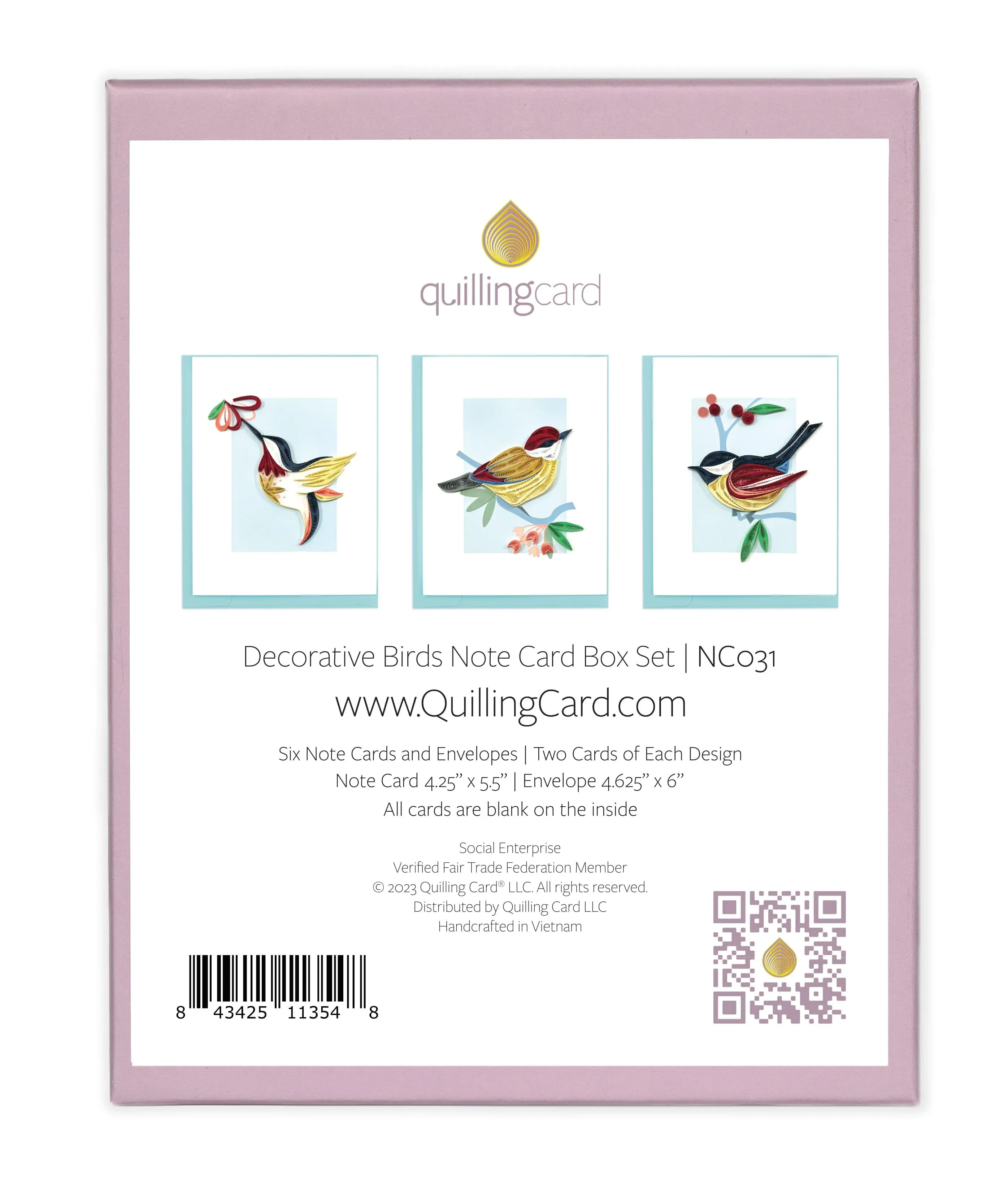 Quilled Decorative Birds Note Card Box Set