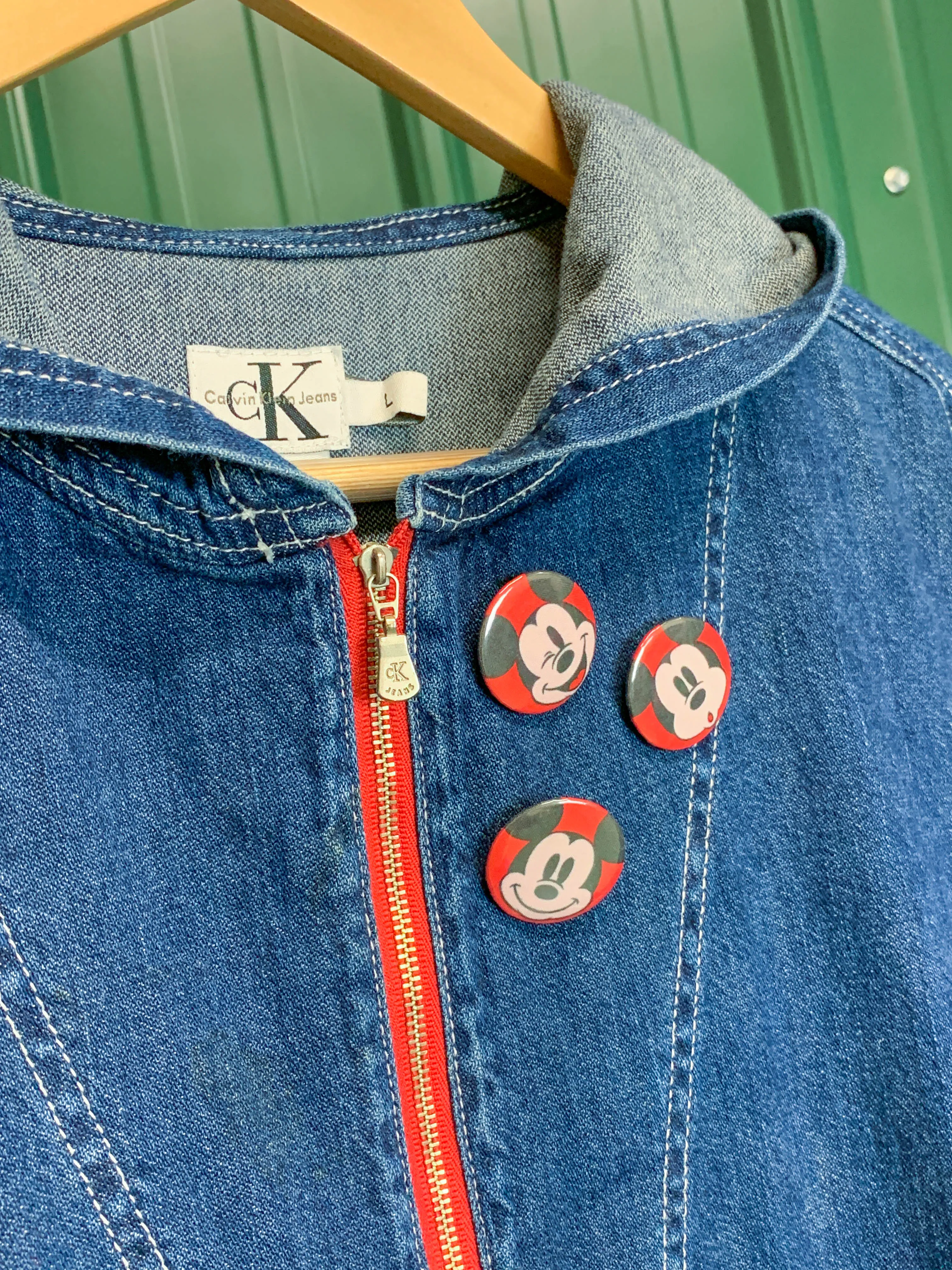 "1 of 1" Mickey Mouse Denim Anorak Jacket (L)