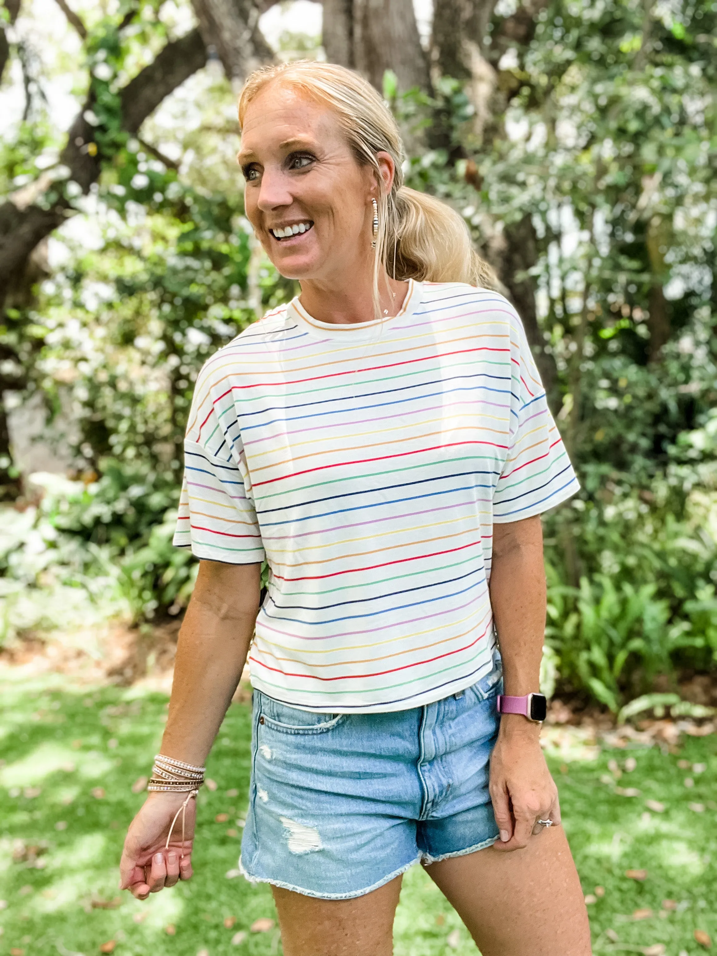 Rainbow Striped Tee