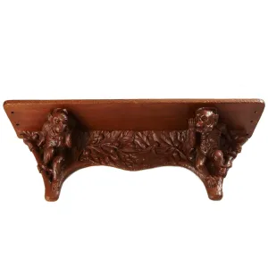 Rare Signed German Jugendstil Walnut Monkey Bracket Wall Console Shelf