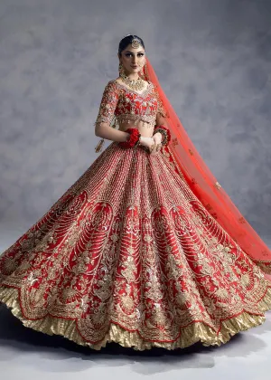 Red Lehenga Choli and Dupatta Bridal Wedding Dress