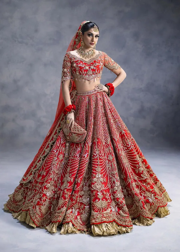Red Lehenga Choli and Dupatta Bridal Wedding Dress