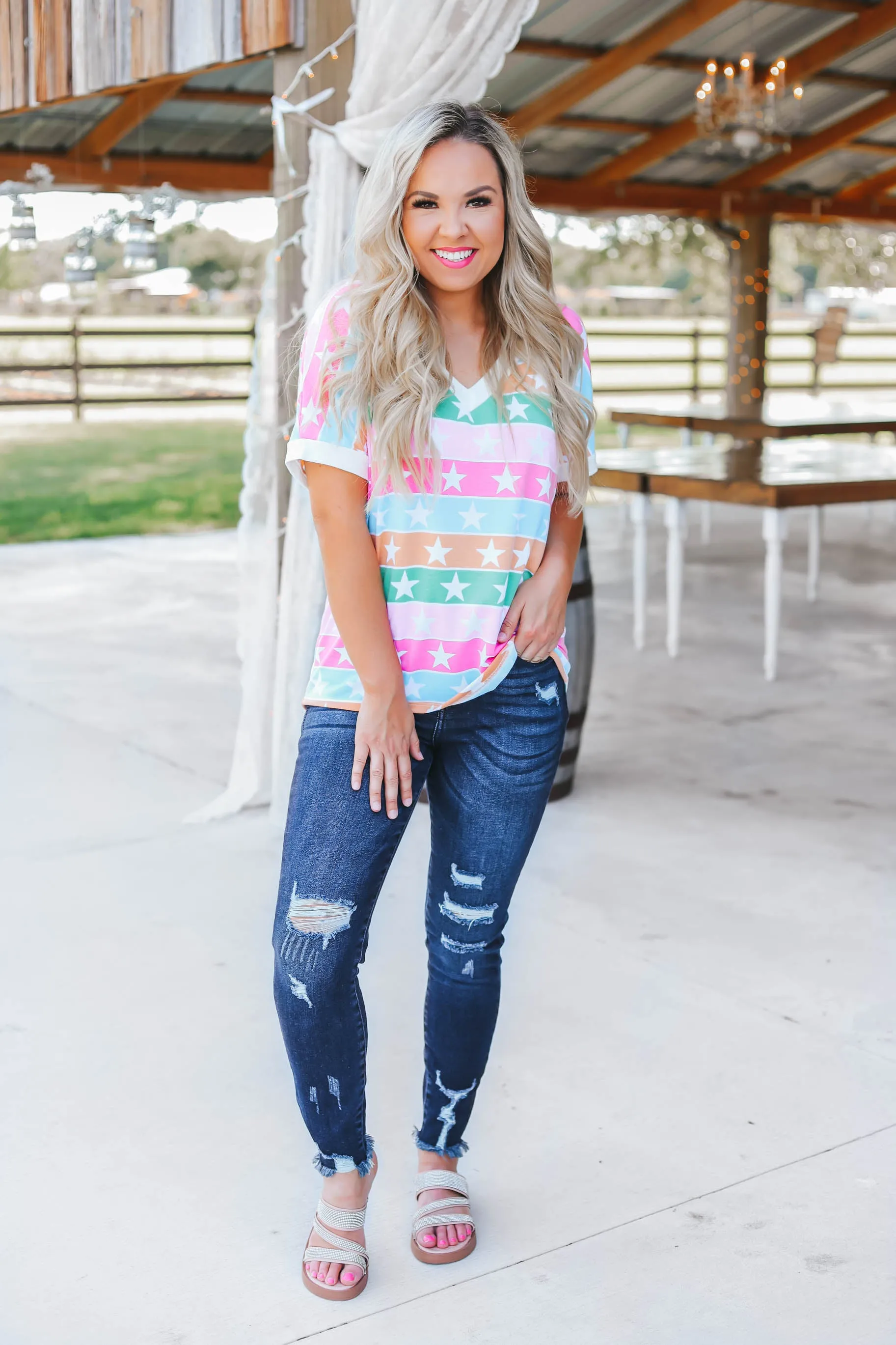 Rising Star Multi-Color Star Top