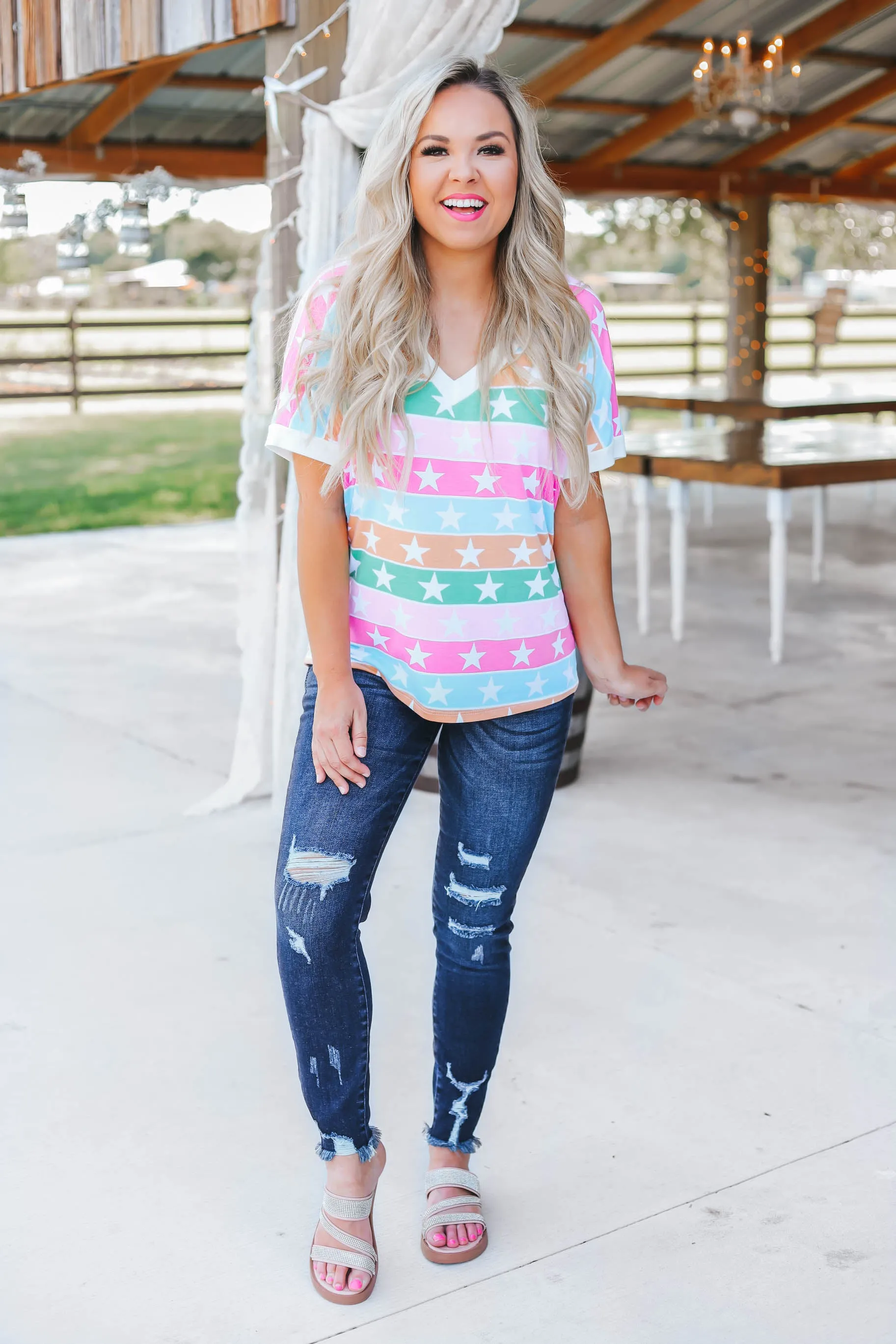 Rising Star Multi-Color Star Top