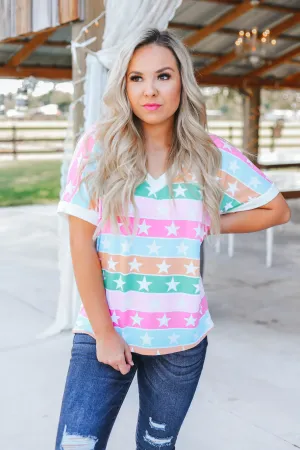 Rising Star Multi-Color Star Top