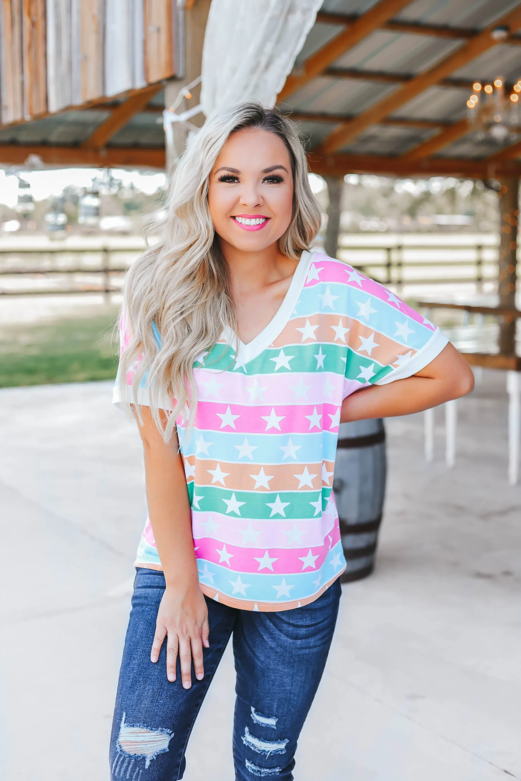Rising Star Multi-Color Star Top