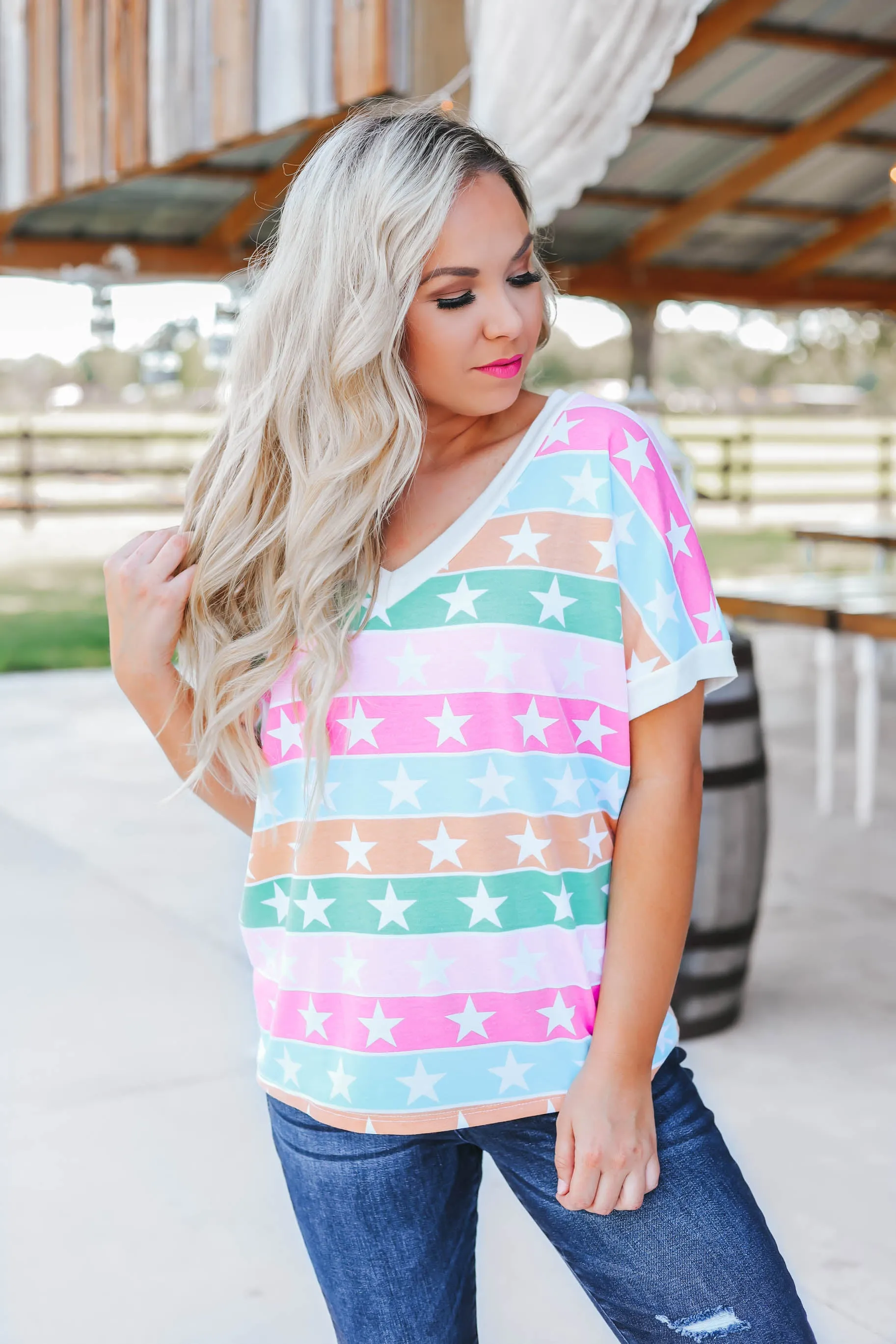 Rising Star Multi-Color Star Top