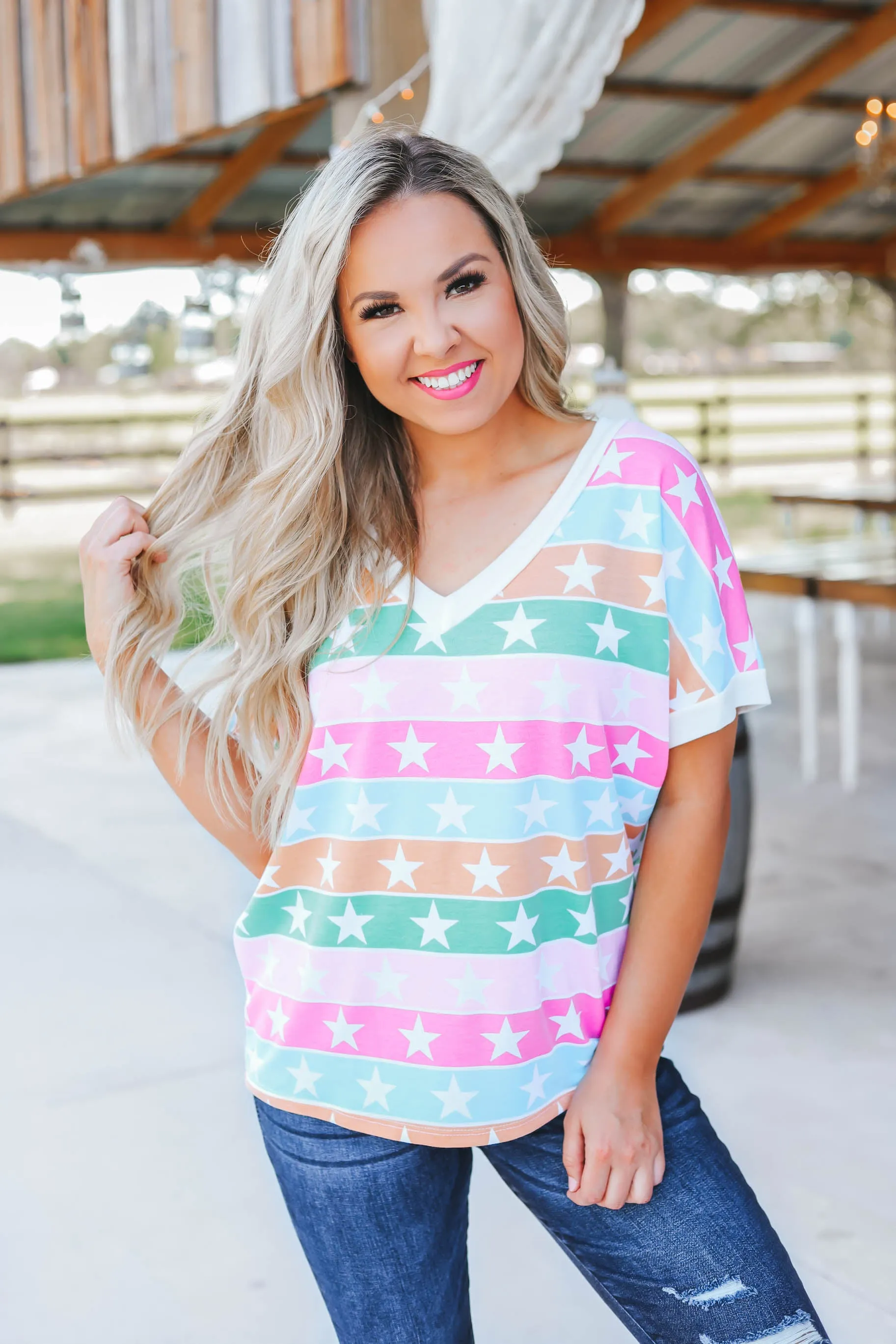 Rising Star Multi-Color Star Top