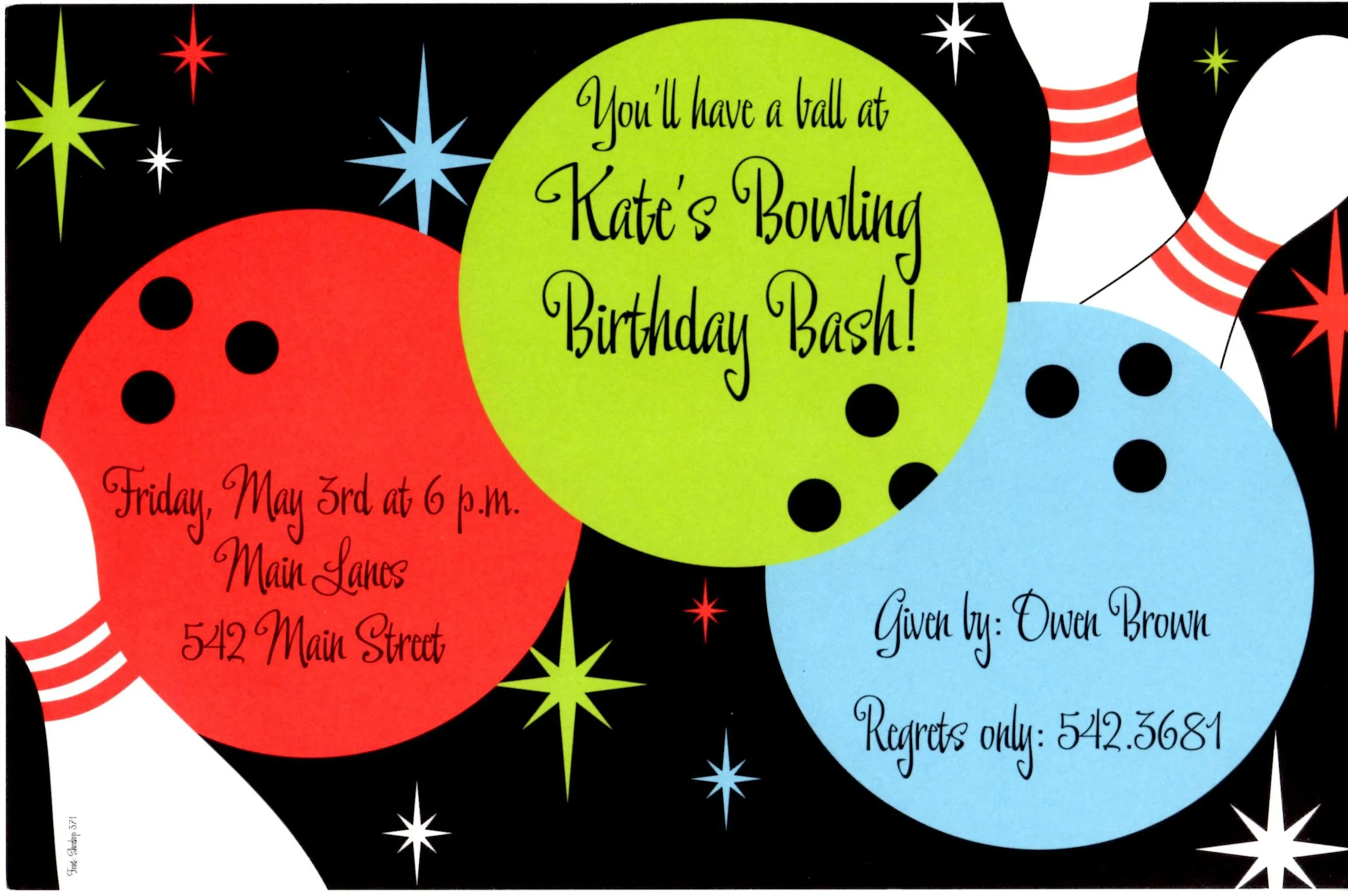 ROCK N BOWL - BLANK STOCK INVITATION