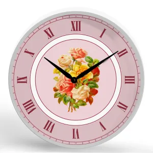 Rose Bouquet <br>Round Framed Wall Clock 11.75"