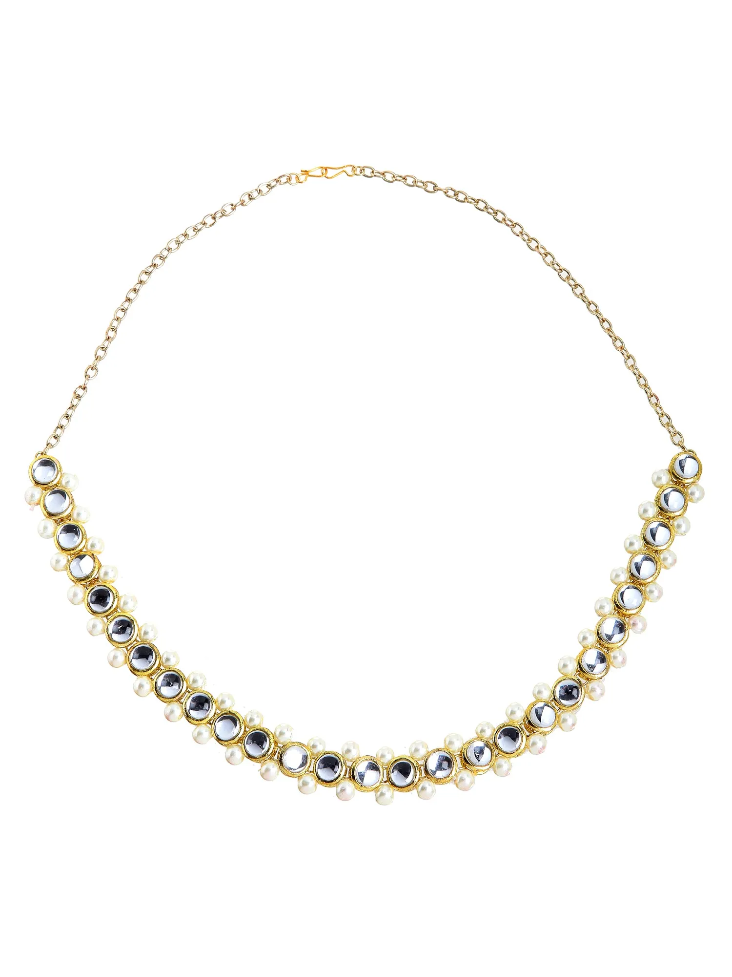 Round Kundan Studded Hairband with Pearl Beads