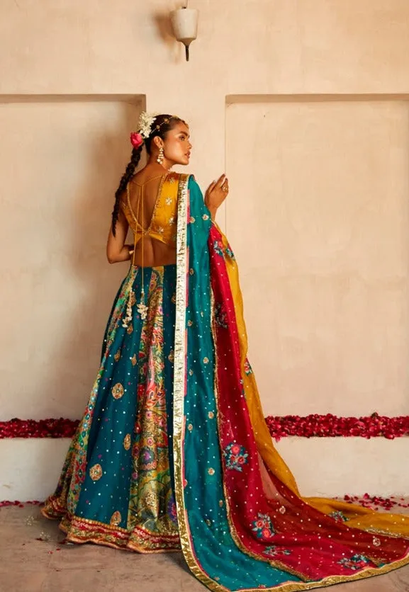Royal Bridal Lehenga Choli and Dupatta Mehndi Dress