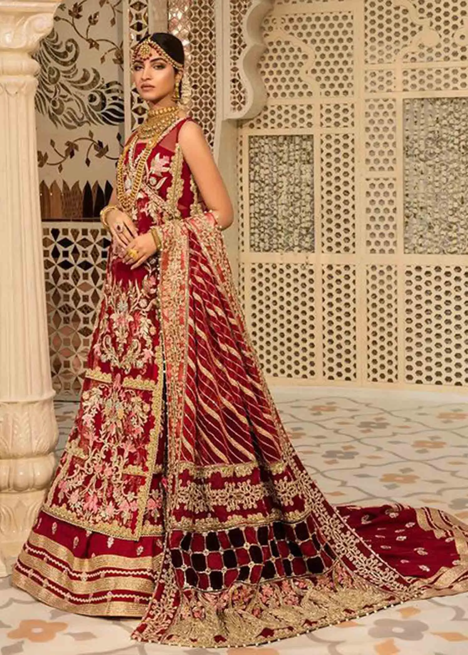 Royal Bridal Red Lehenga Kameez Dress Pakistani #BS778