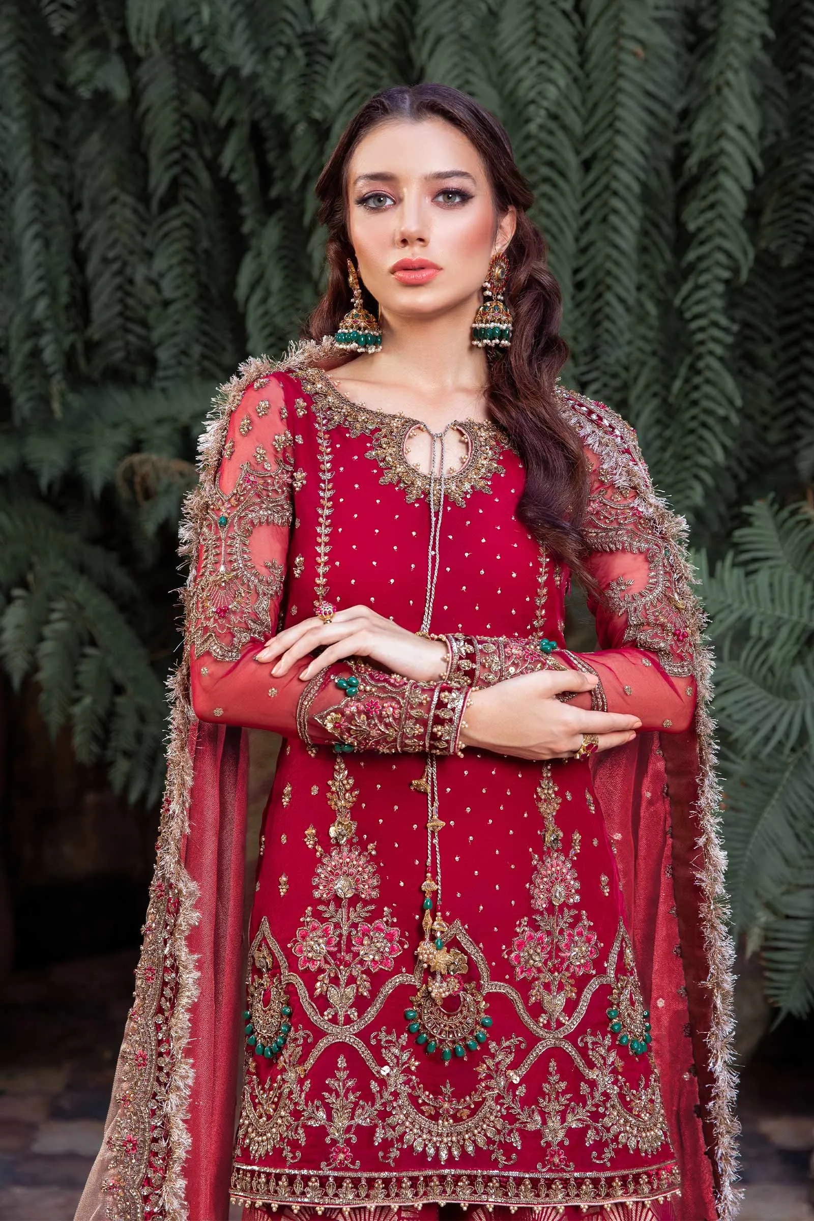 Royal Pakistani Bridal Outfit in Gharara Kameez Style