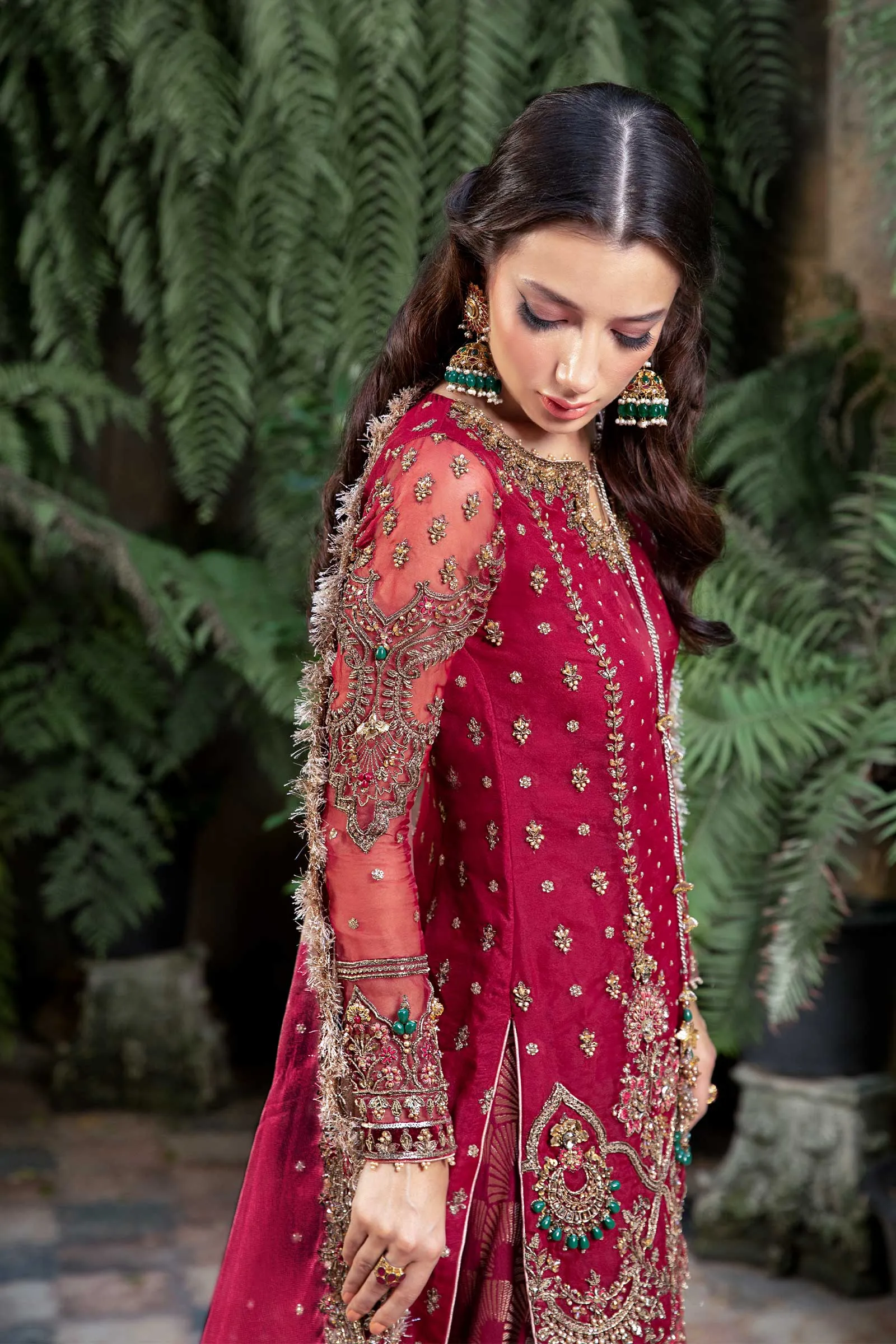 Royal Pakistani Bridal Outfit in Gharara Kameez Style