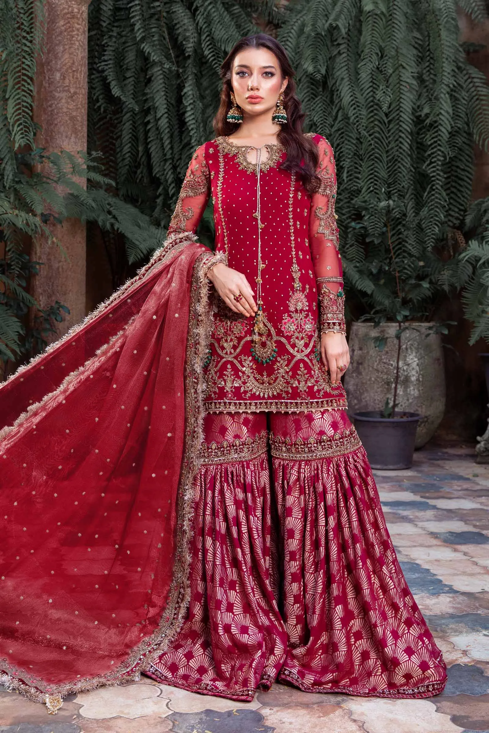 Royal Pakistani Bridal Outfit in Gharara Kameez Style