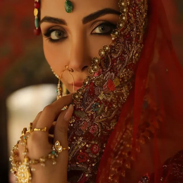 Royal Pishwas Lehenga Red Bridal Pakistani Dress #BS799