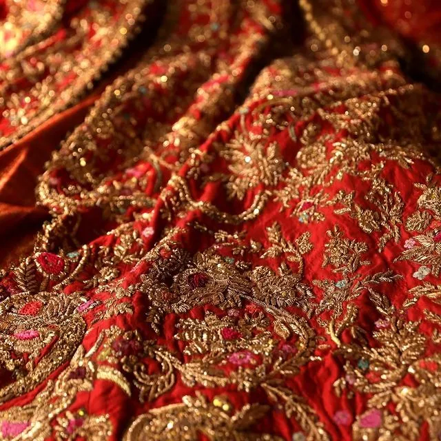Royal Pishwas Lehenga Red Bridal Pakistani Dress #BS799