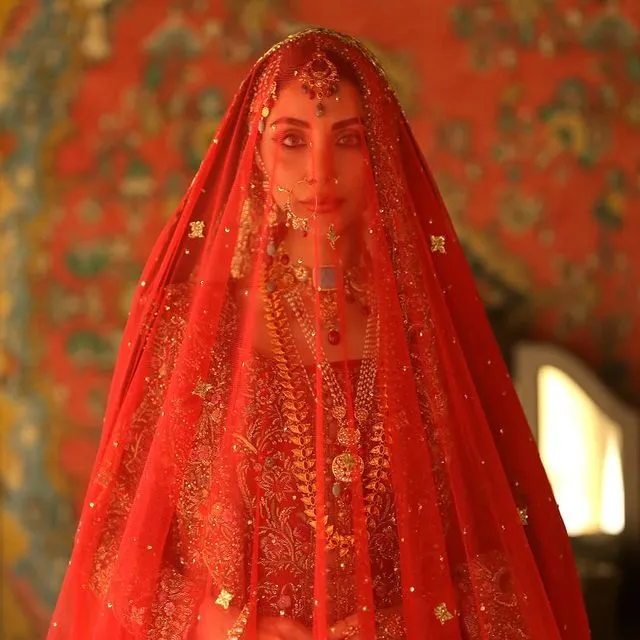 Royal Pishwas Lehenga Red Bridal Pakistani Dress #BS799