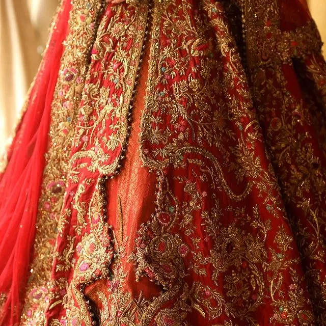 Royal Pishwas Lehenga Red Bridal Pakistani Dress #BS799