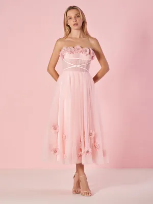 Roycebridal Pandora |Light Pink Princess Strapless Prom Dress with Flowers