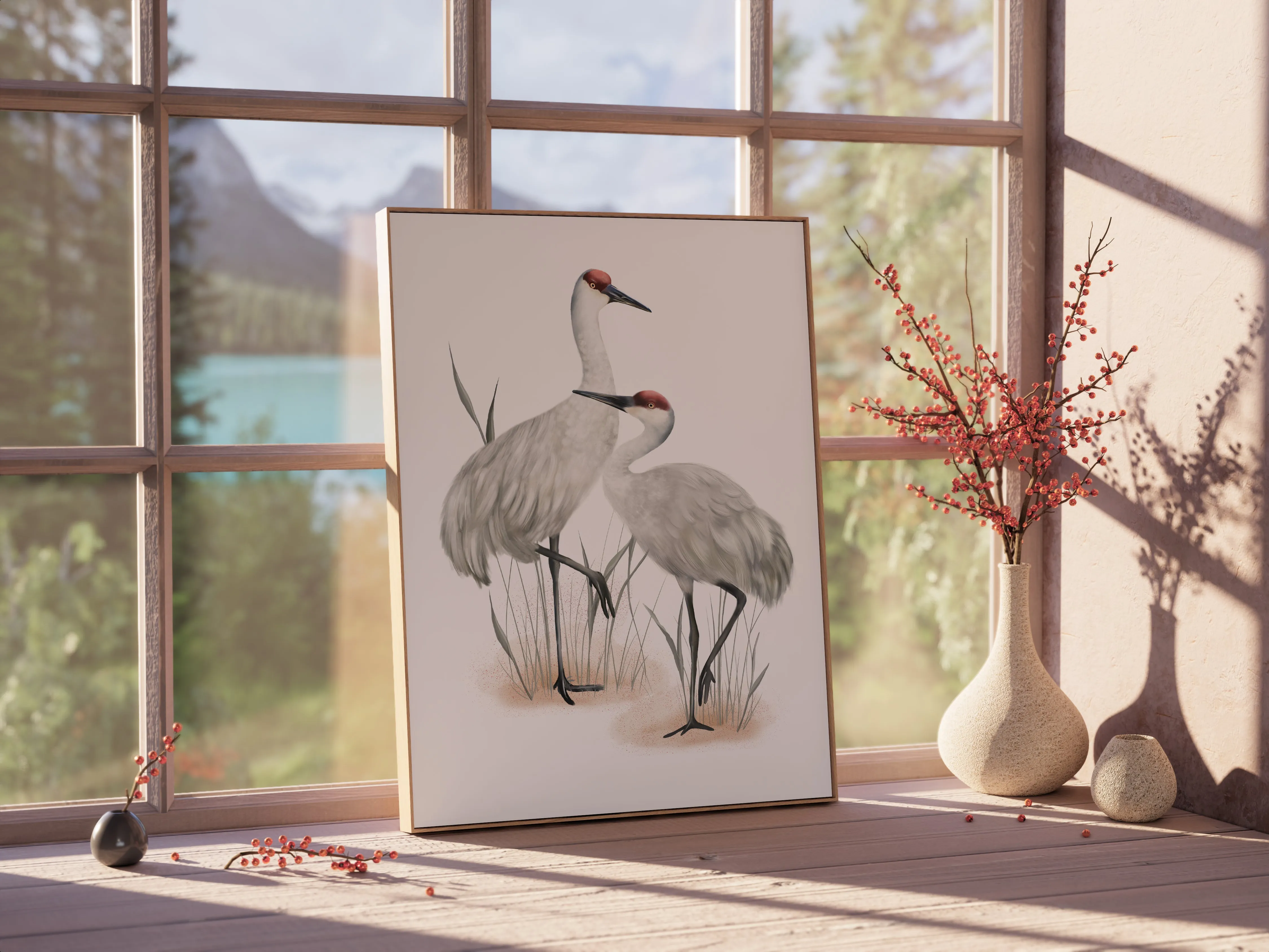 Sandhill Cranes Bird Art Print
