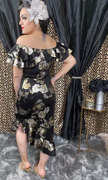 Señorita Linda Dress - Black/Metallic Floral