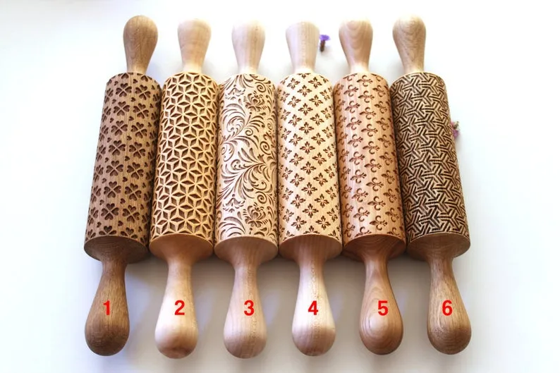 Set on sale Embossed Engraved Rolling Pins glamorous pattern