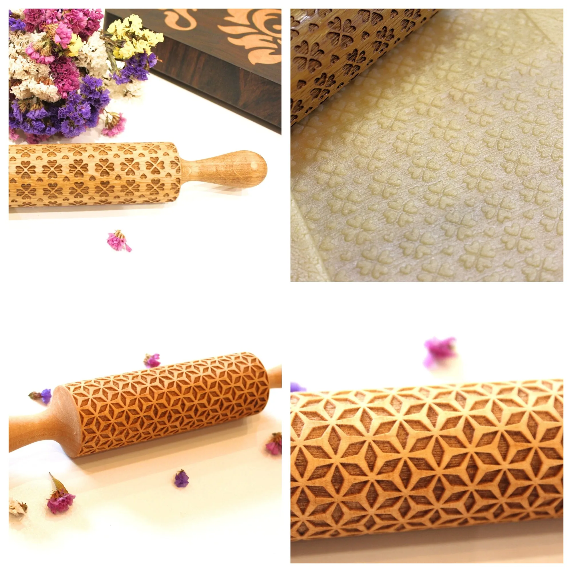 Set on sale Embossed Engraved Rolling Pins glamorous pattern