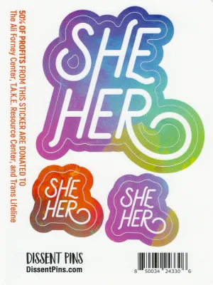 She/Her Pronoun Sticker Sheet