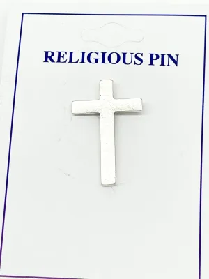 Silver Simple Cross Pin 1"